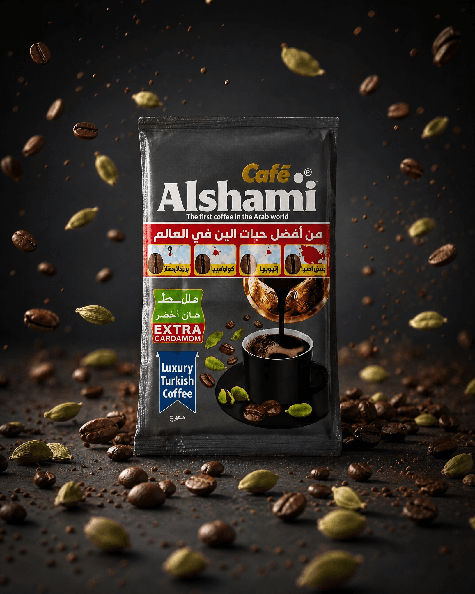 Café Alshami Extra Cardamom — Black pack